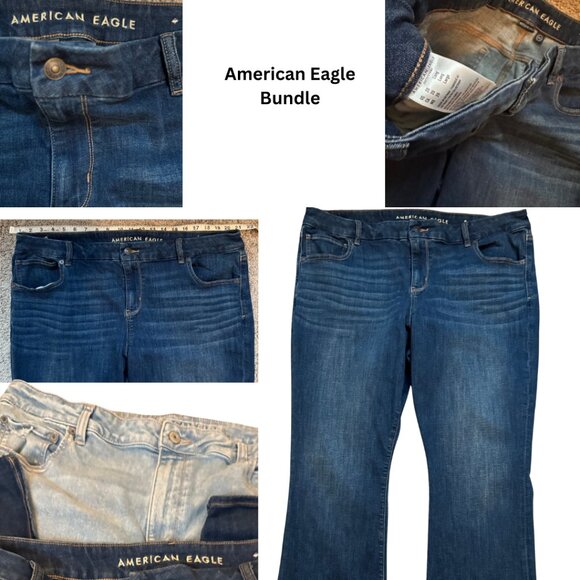 American Eagle Jeans Bundle Bootcut & Flare Women’s Denim Set (2 Pairs/ size 20) - Picture 1 of 5